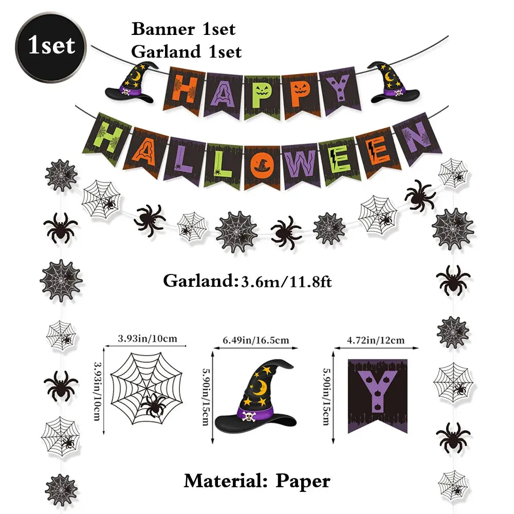 Halloween Decor Set | Paper Material | Hanging Items | Assorted Designs