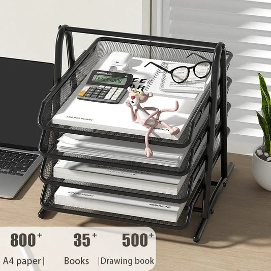 Mesh Letter Tray,Office Desk Paper Organizer with Sliding Trays for Desk Accessories, Office Supplies and File Storage, Black from PriceLows™