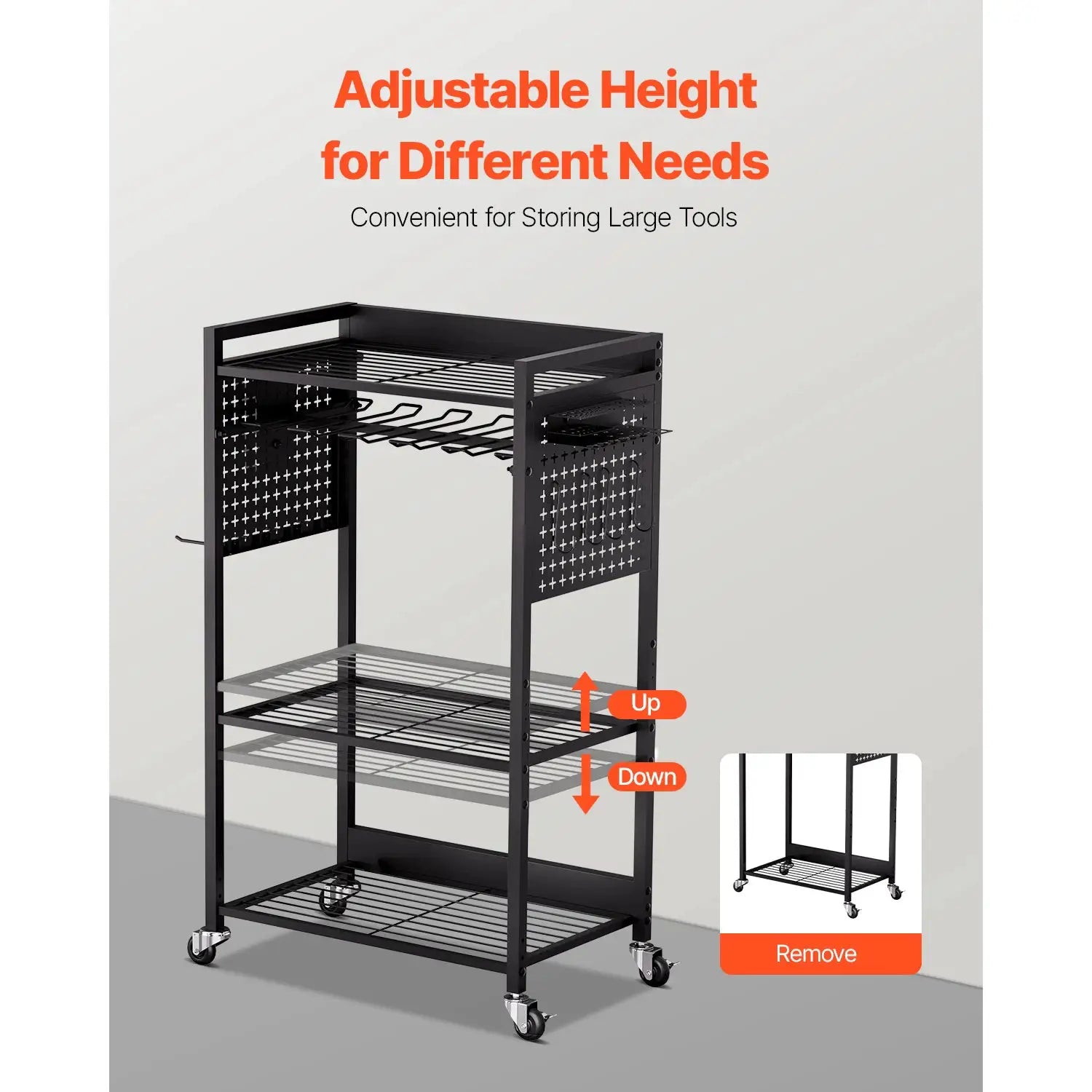 SucceBuy 4-tier Rolling Tool Organizer Cart 150 lbs Garage Floor Stand Storage Cart on Wheels Drill Holder Rack for Workshop from PriceLows™