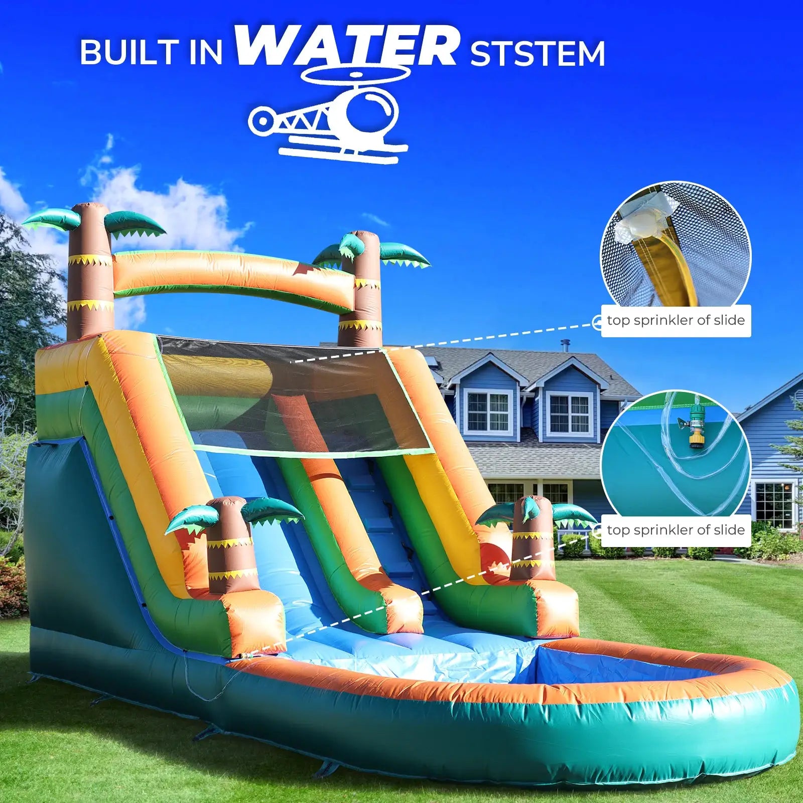 21ft Giant Commercial 100% PVC Inflatable Water Slide Bounce House Pool With 950W Blower commercial Children's playground water slide from PriceLows™