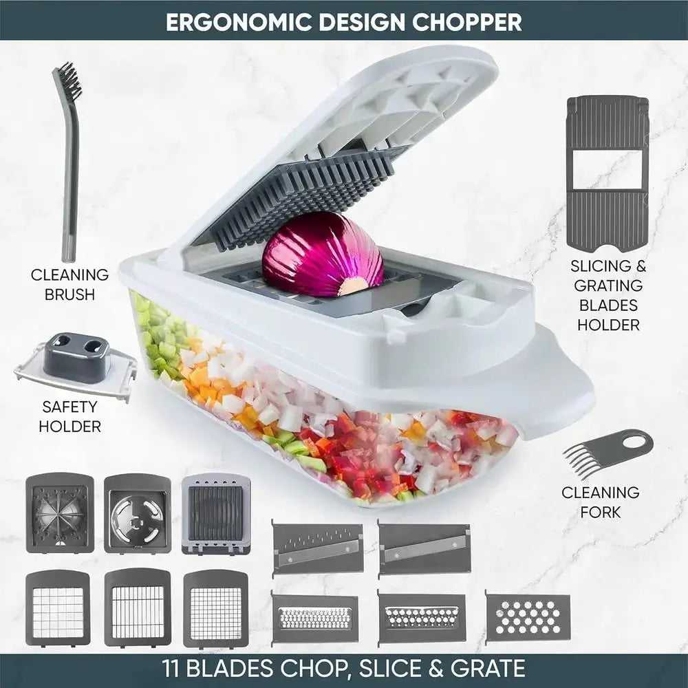 Vegetable Chopper Slicer | 22-in-1 Multi Function | Lemon Squeezer | White
