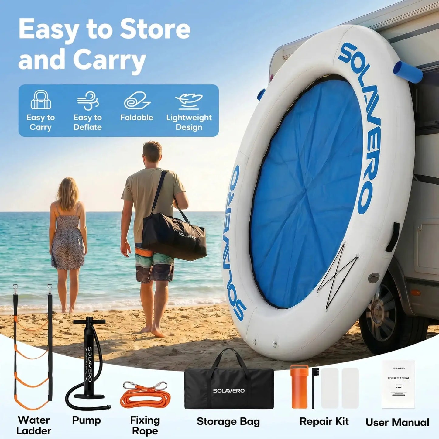 Inflatable Water Floating Platform | 8ft Round | 660 Lbs Capacity | 3-4 Person