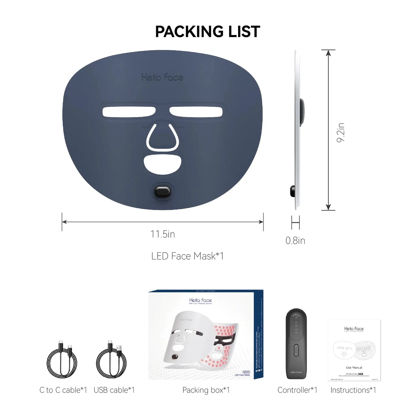 Hello Face 510K Wireless Near-Infrared and Red Light Therapy Facial Mask For Powerful Anti-ageing Professional Ultra-light Mask from PriceLows™
