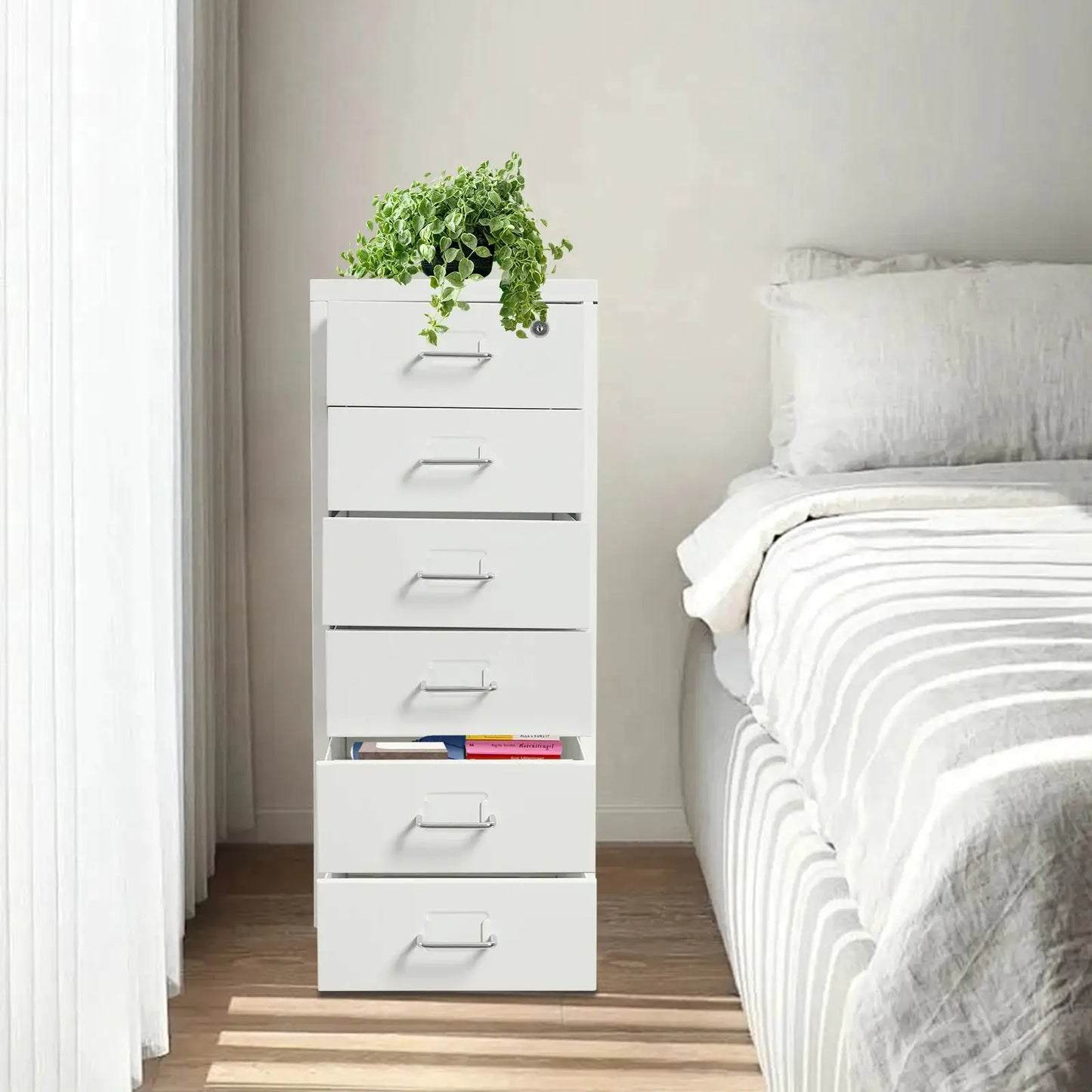 6 Tier Mobile Vertical Storage Cabinets for Home Office, 28 x 41 x 69 cm, Metal Lockable Storage Cabinets for Files, Documents from PriceLows™