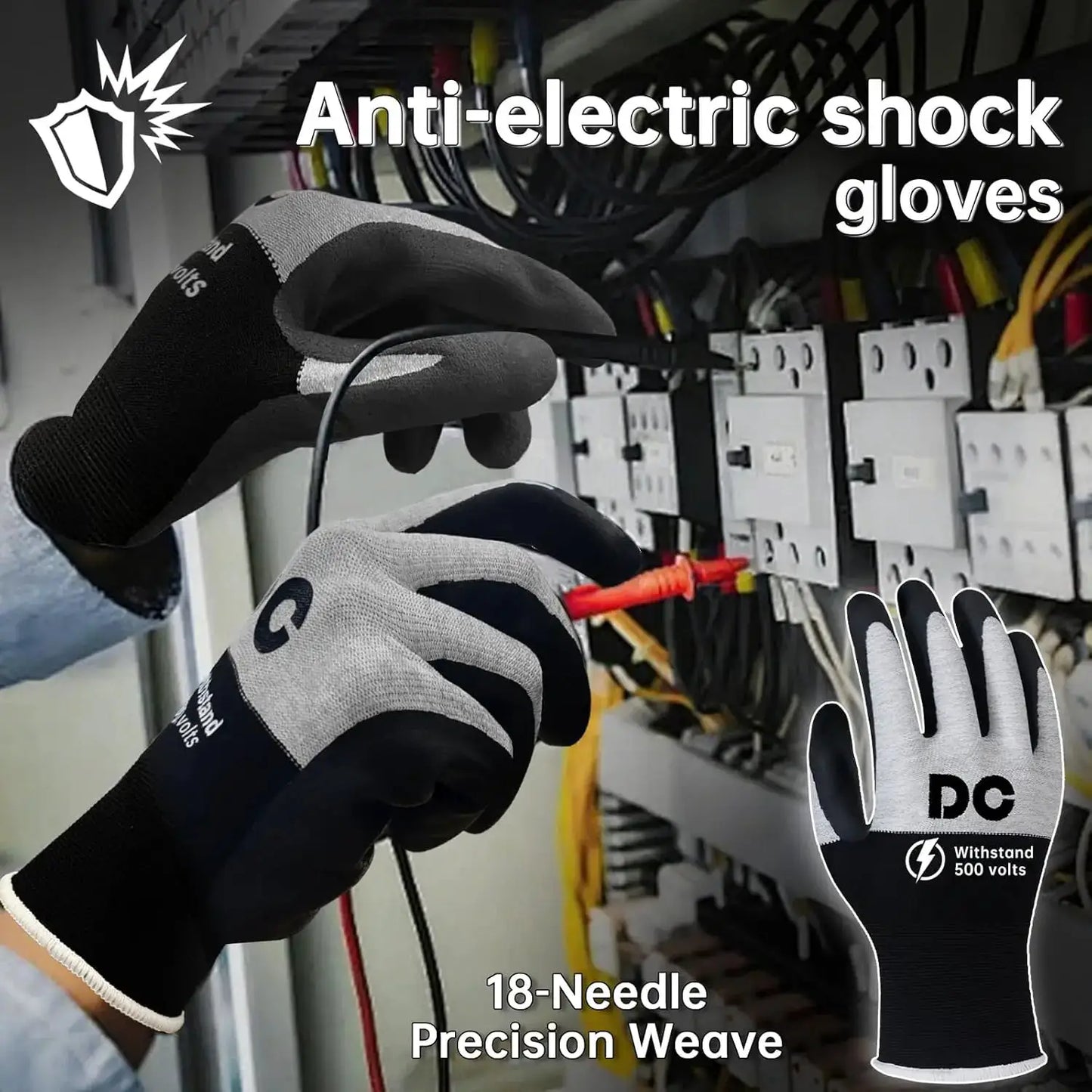 500V Insulated Electrician Gloves Touch-Screen, Flame Retardant Rubber Non-slip Work Gloves for Shock Prevention, Large from PriceLows™