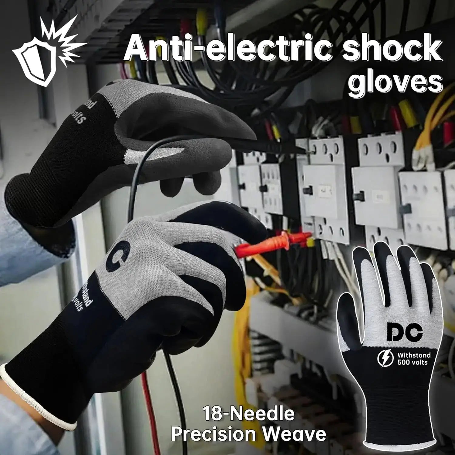 500V Insulated Electrician Gloves Touch-Screen, Flame Retardant Rubber Non-slip Work Gloves for Shock Prevention, Large from PriceLows™