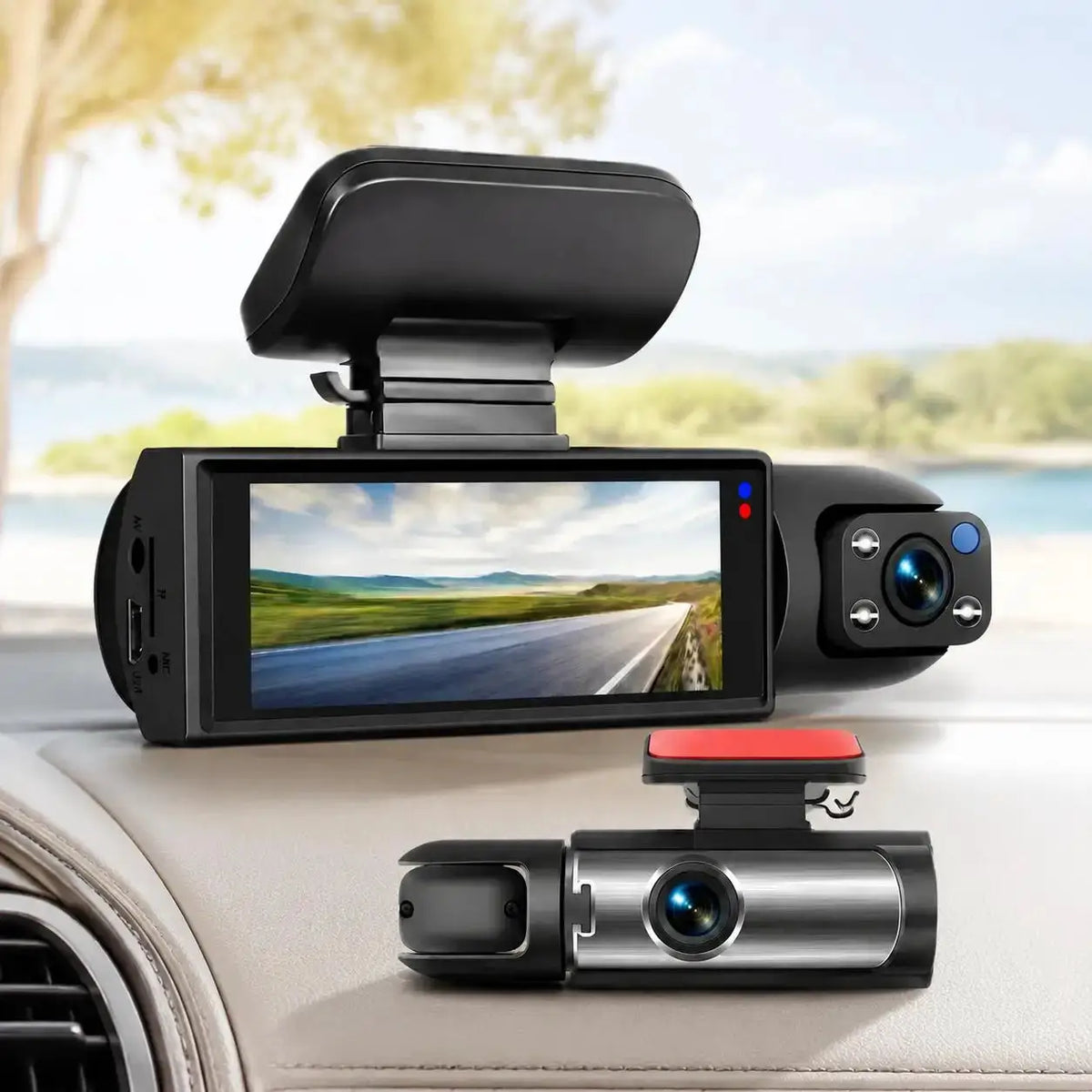 Car Dash Cam | 1080P Hd Dual Lens | Ir Night Vision | 3.5 Inch Ips Screen
