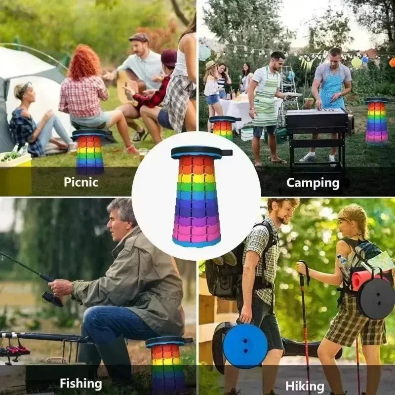 Portable Plastic Folding Chair | Telescopic | Lightweight Outdoor Seat | 25x25x45