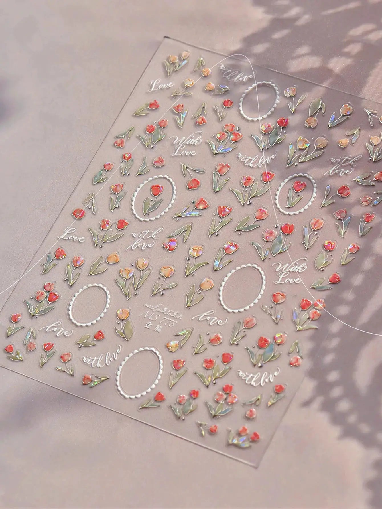 TSZS Spring Flower tulip Cherry blossoms Nail Art Stickers Self-adhesive INS 5D Pink White Flower Nail Decals from PriceLows™