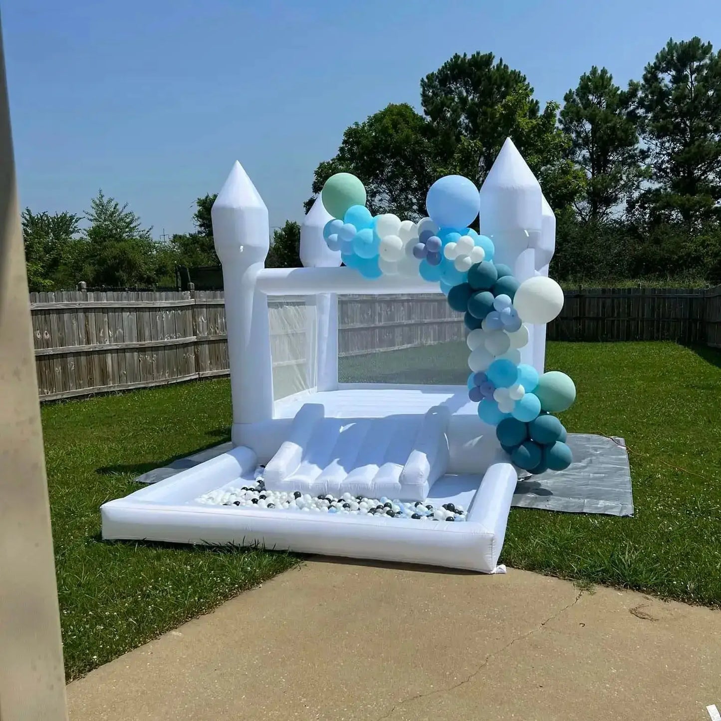13FT Inflatable White Bounce House with Slide & Ball Pit, Creates a Magical Atmosphere for Weddings and Events from PriceLows™