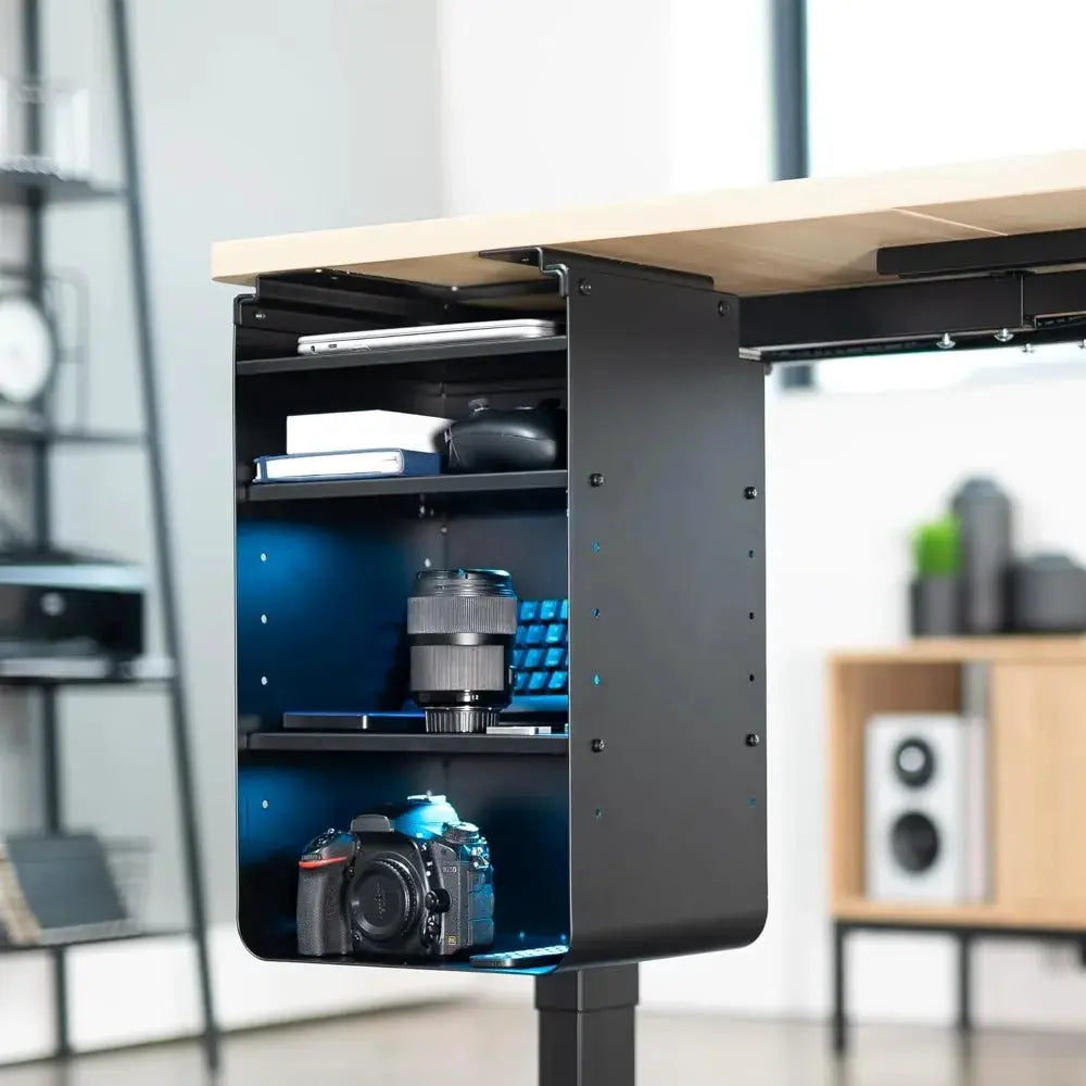 Under Desk Storage Cabinet, High acity Shelving Unit with Height Adjustable Shelves, Holds 44 lbs, Black, DESK-SC01 from PriceLows™