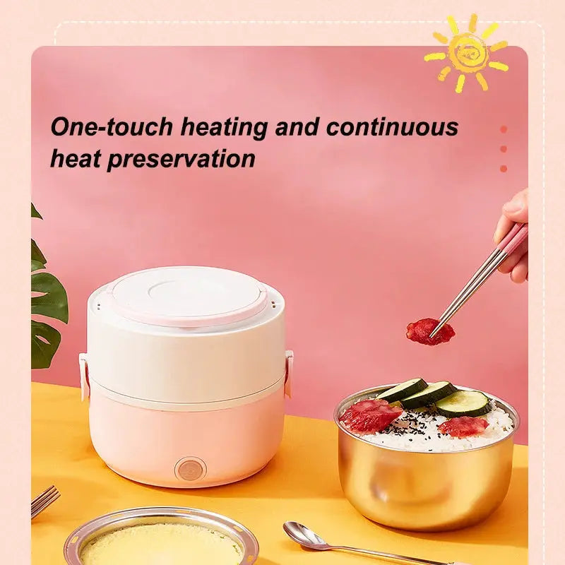 2024 Upgraded Fast Heating Electric Lunch Box Small Multi-functional Insulated Rice Cooker Steamer Portable Electric Lunch Box from PriceLows™