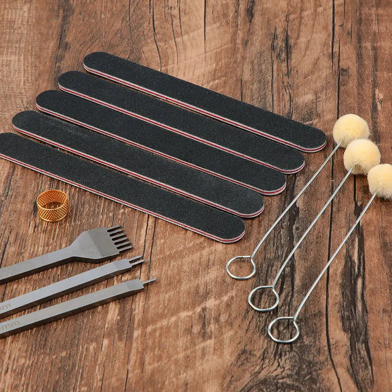 Leather Craft Tool Kit Leather Hand Sewing Repair Kit Stitching Punch Carving Work Groover Set DIY Tool Set Professional from PriceLows™