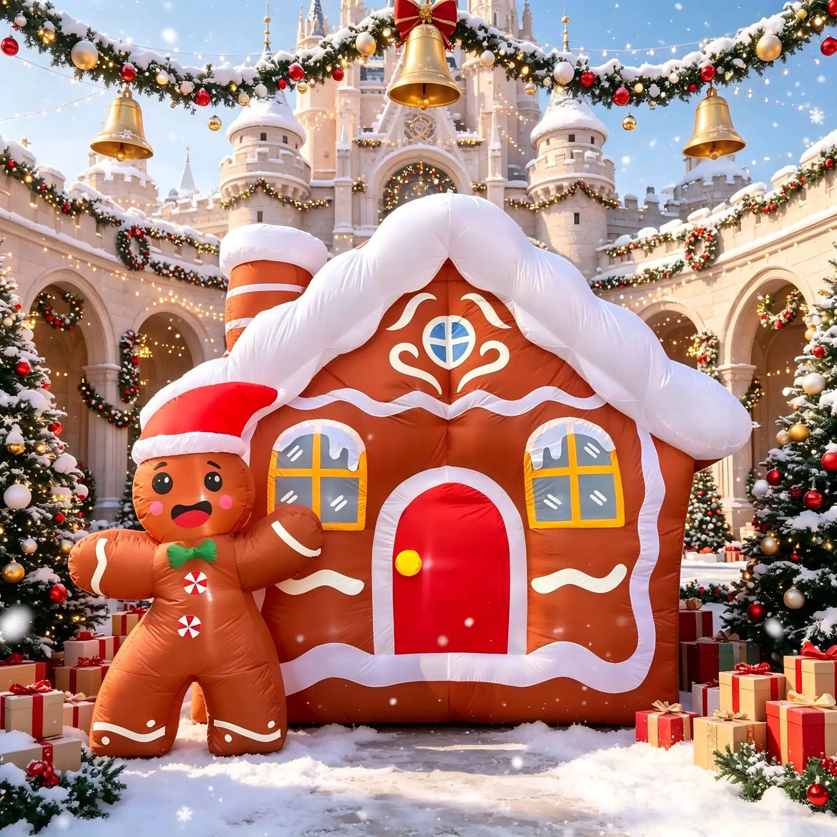 Inflatable Gingerbread House | 11 Ft | LED Lights | Outdoor