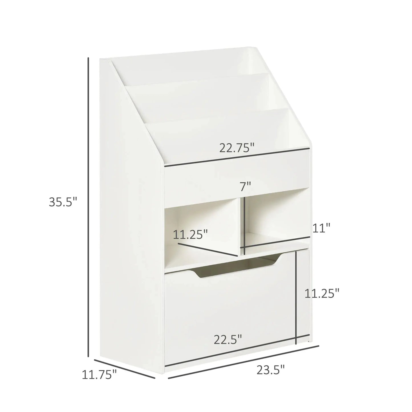 Kids Storage Bookcase Stand w/ Display Shelves & Drawer for Toys & Books, White from PriceLows™