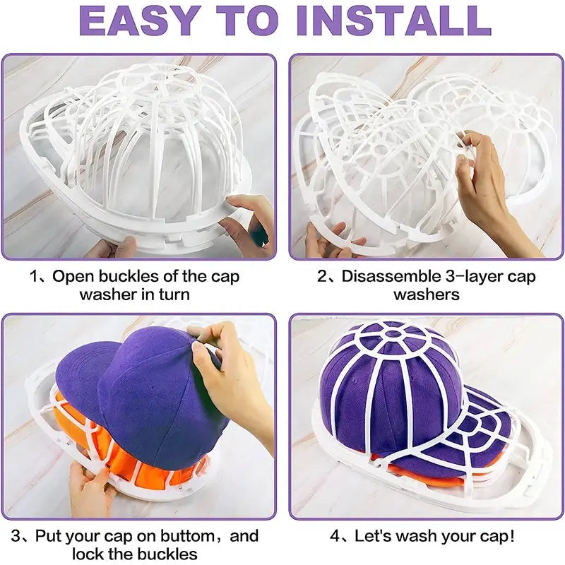 Hat Washer Cage | Reusable Plastic Frame | Adult Baseball Caps
