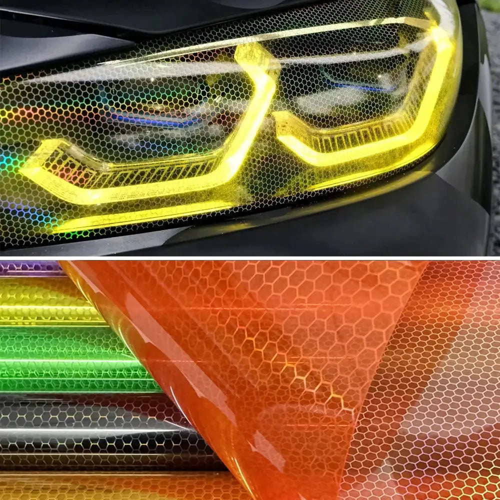 Car Laser Honeycomb Headlights Taillight Lamp Vinyl Wrap Automobile Headlight Tint Waterproof Film Fog Light Taillight Stickers from PriceLows™