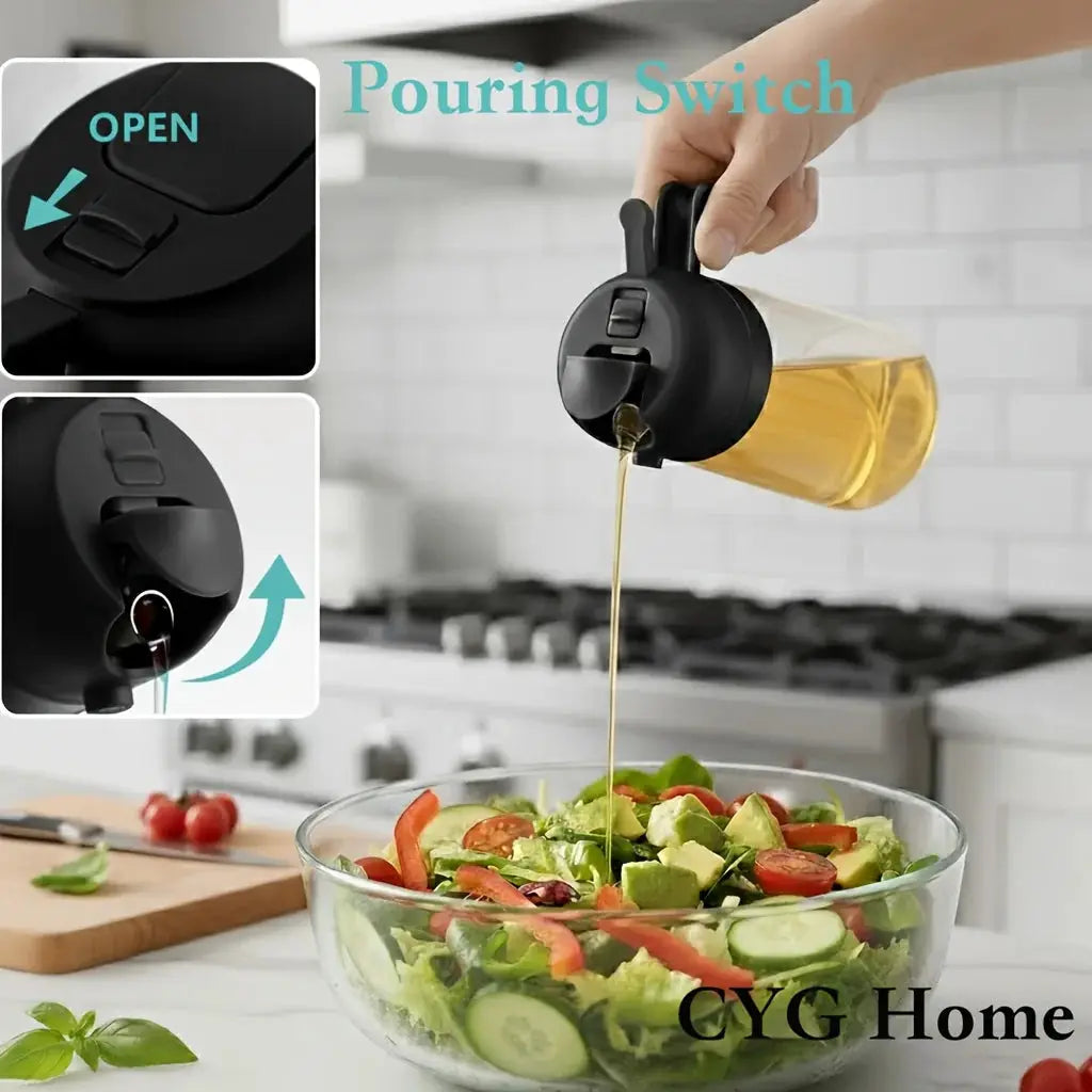 4-Pack Glass Oil Spray Bottles – 15.89oz, Dual-Use Spray & Pour, Drip-Proof, for Air Fryer, Olive Oil, Soy Sauce, Easy to Clean from PriceLows™