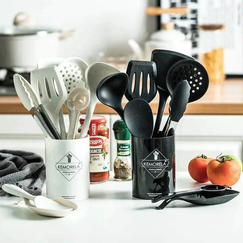 9PCS Silicone Kitchen Utensils Set Non-Stick Cooking For Cookware Silica GelHandle Spatula Egg Grade Kitchen Accessories from PriceLows™