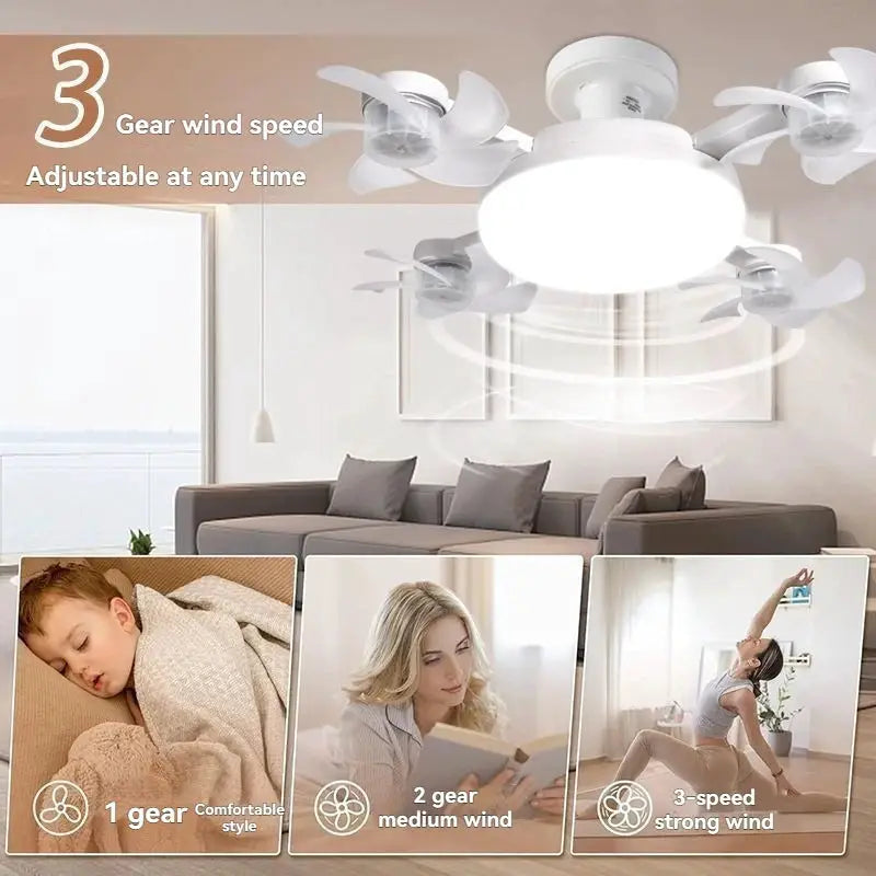 Ceiling Fan Light | E27 Base | Remote Dimmable LED | Nordic Modern