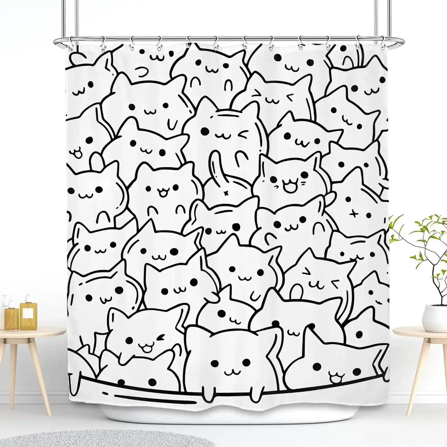 Funny Cat and Dog Shower Curtain Kids Cartoon Cute Pet Animals Bathtub Rain Shower Curtains Polyester Bathroom Decor with Hooks from PriceLows™