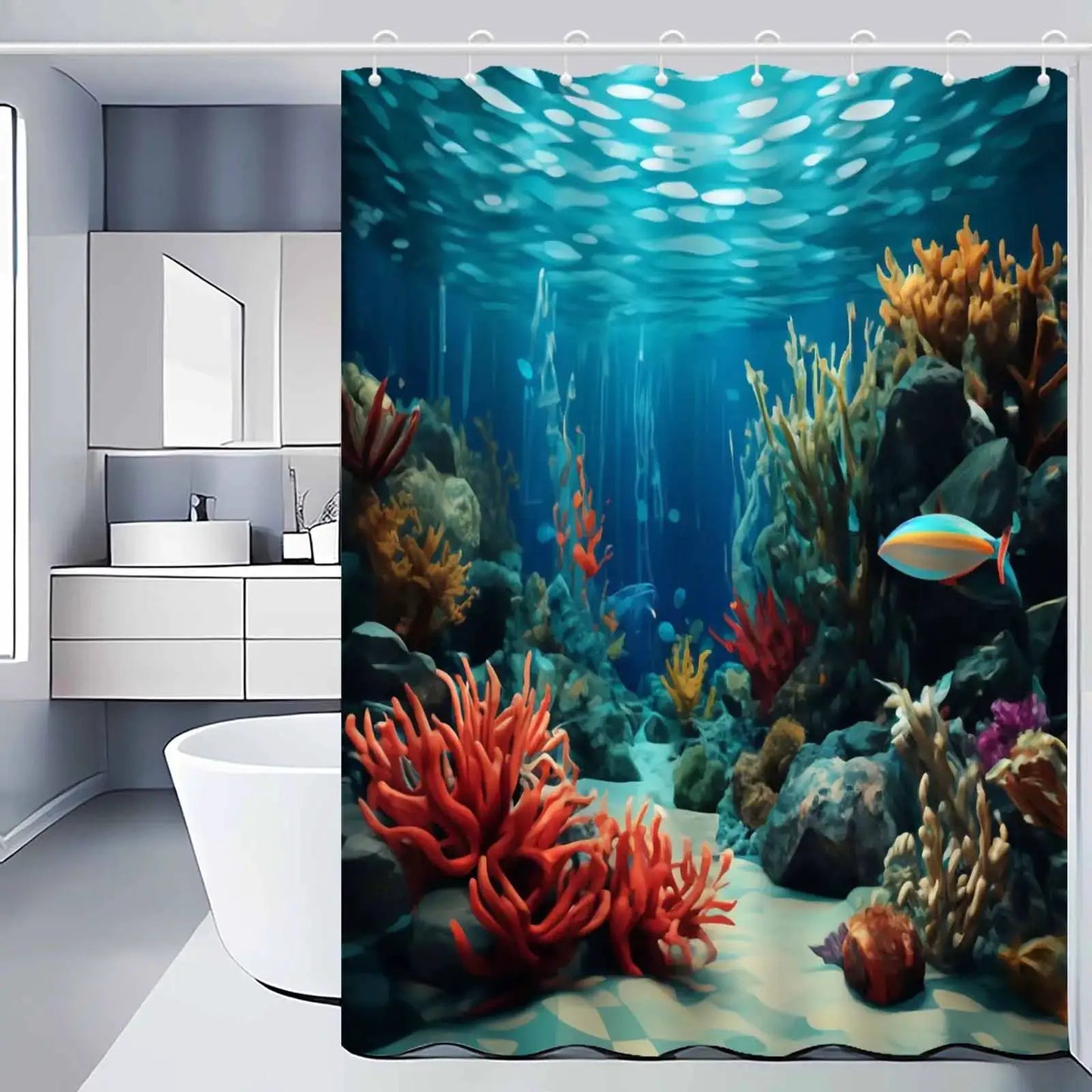 Universal Fit Shower Curtain With Hooks Set For Bathroom Decor And Water Control from PriceLows™