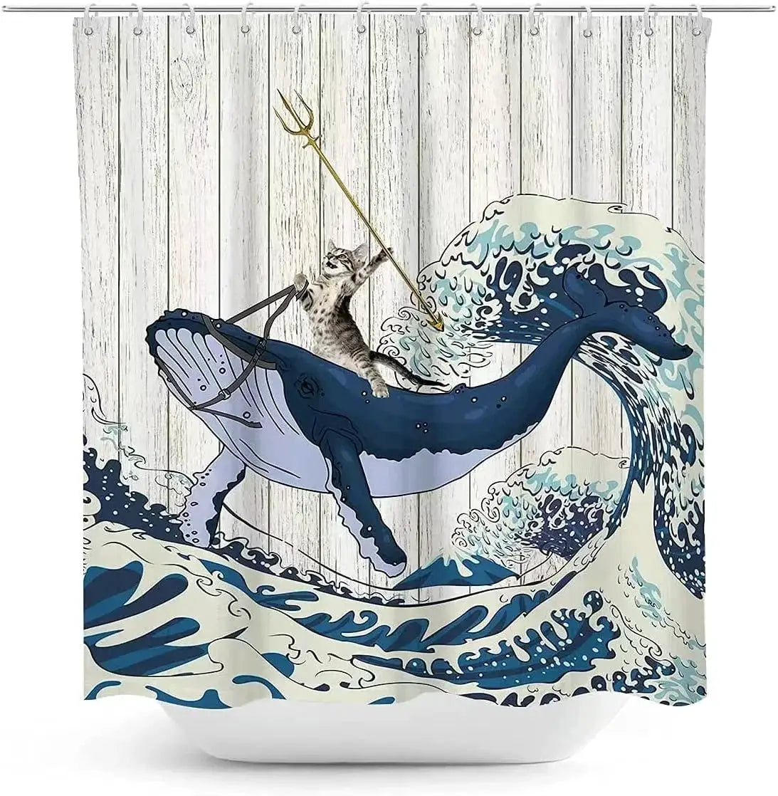Funny Kids Shower Curtains For Bathroom Decor Corgi Cute Dog Riding Shark Nautical Ocean Boys Animal Hilarious Fabric Polyester from PriceLows™
