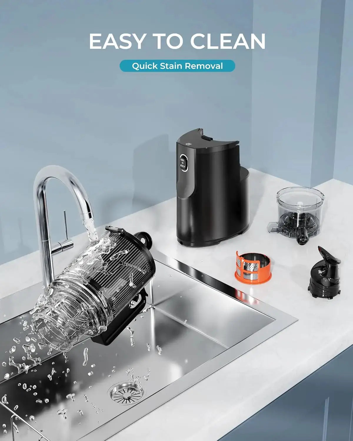 5.4" Extra Large Feed Chute Cold Press Juicer, 250W Slow Masticating Juicer, 99.6% Juice Yield, Reverse Function, Easy Clean, Black from PriceLows™