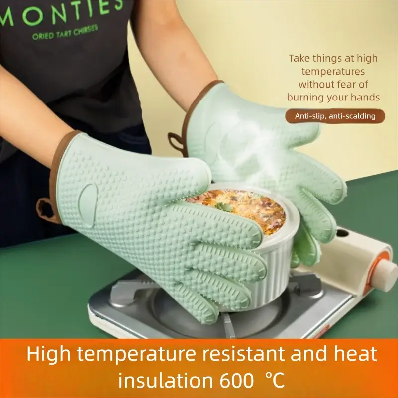Silicone Oven Mitts | Non Slip Grip | Cotton Lining | 28x18 cm, 2 Pack
