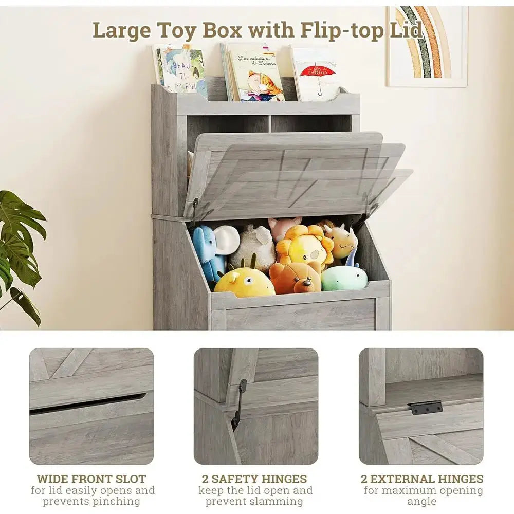 Children's Wooden Bookcase with Storage Cabinet for Toys and Books, Suitable for Boys, Girls, and Kindergarten from PriceLows™