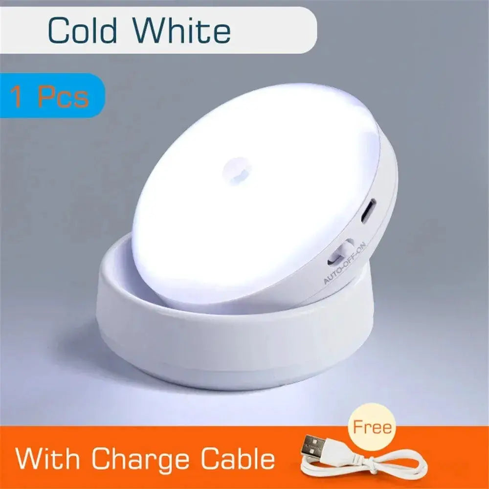 Night Light USB Motion Sensor Charging Round Energy-saving Led Lamp Bedroom Light Corridor Home Bathroom wall lights night light from PriceLows™