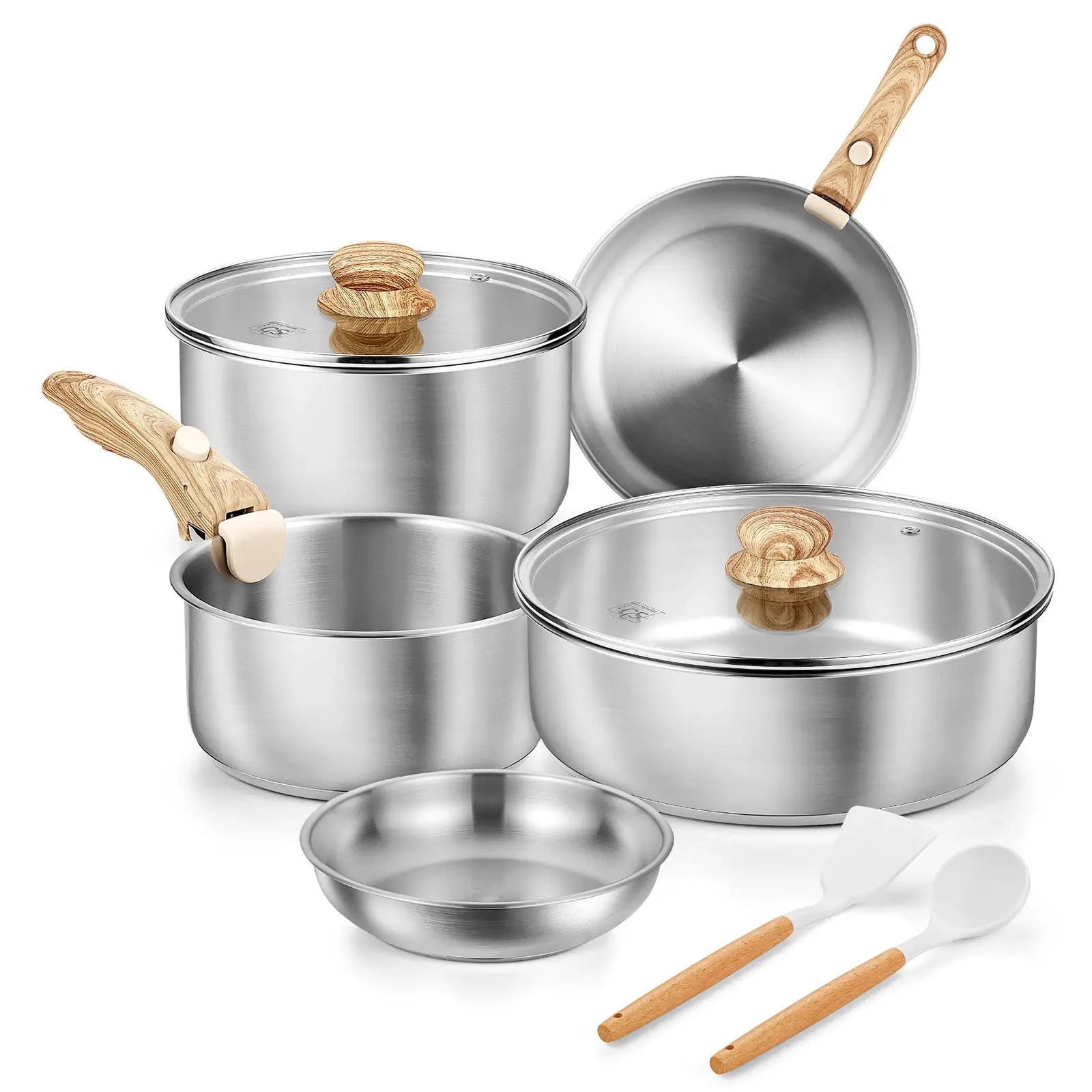 KOCH SYSTEME CS 11 Piece Stainless Steel Cookware Set, 11pcs Stainless Steel Pots and Pans Set with Detachable Handle from PriceLows™