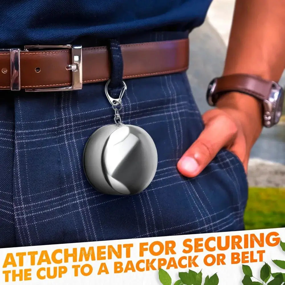 Foldable Cup with Lid 75ml-450ml Stainless Steel Shot Glass, Rustproof&Flexible, Easy-Carry Keychain For Travel,Fishing&Camping from PriceLows™
