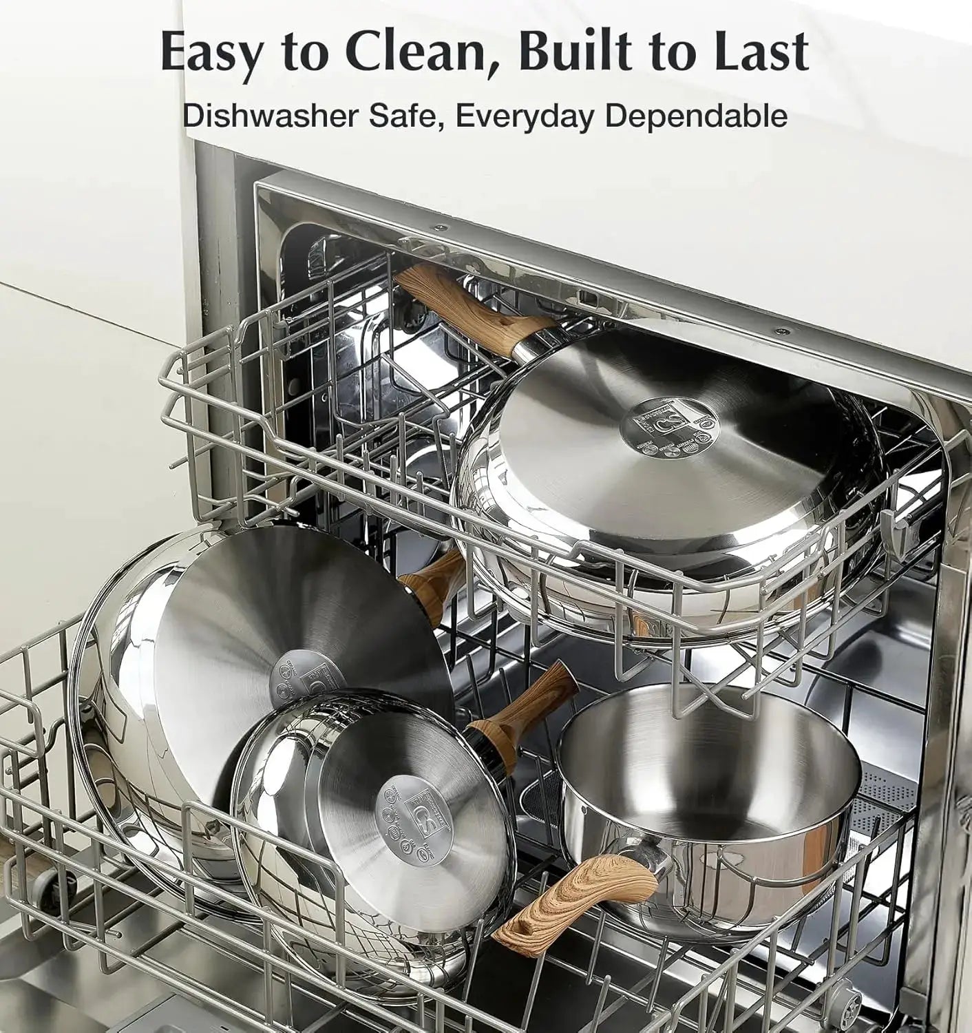 Stainless Steel Coowkare Set 10PCS, Professional 18/10 Stainless Steel Pots and Pans Set with Cool-Touch Handles from PriceLows™