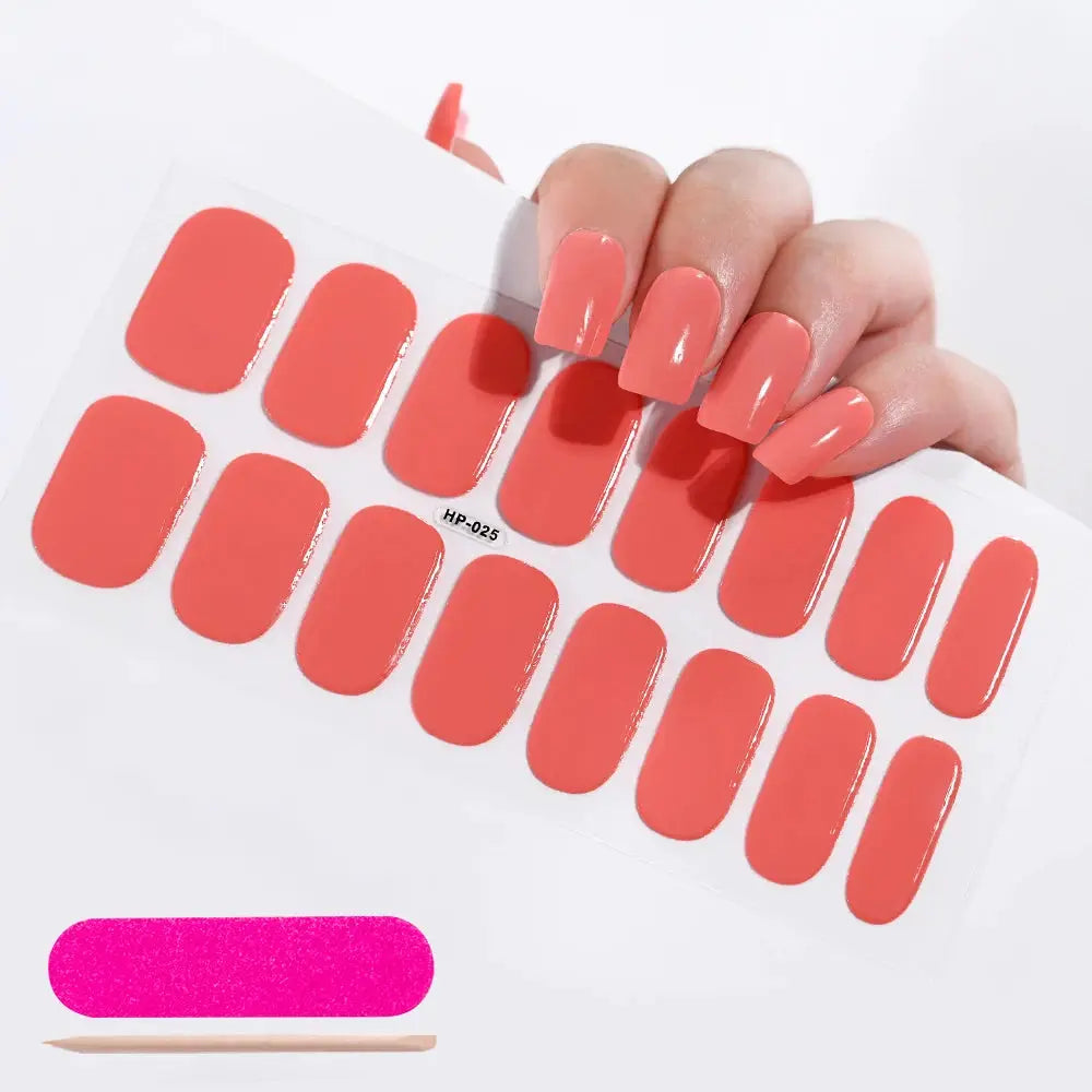 Semi Cured Wraps Fast Gel Nail Sticker Soild Nail Gel Wraps Adhesive Full Cover Gel Nail Decal UV Lamp Cured Manicure Decoration from PriceLows™