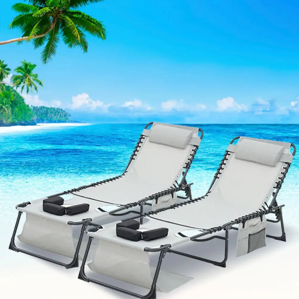 Face Down Chaise Lounge Chair 5-Position Adjustable Foldable Tanning Chair with Face & Arm Holes for Pool Beach Patio Lawn 2Pcs from PriceLows™