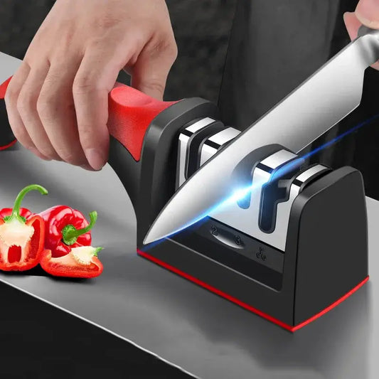 3-Segment Knife Sharpener Knife Sharpeners for Kitchen Knives Stainless Steel Three-Purpose Sharpening Stone for Kitchen Tools from PriceLows™