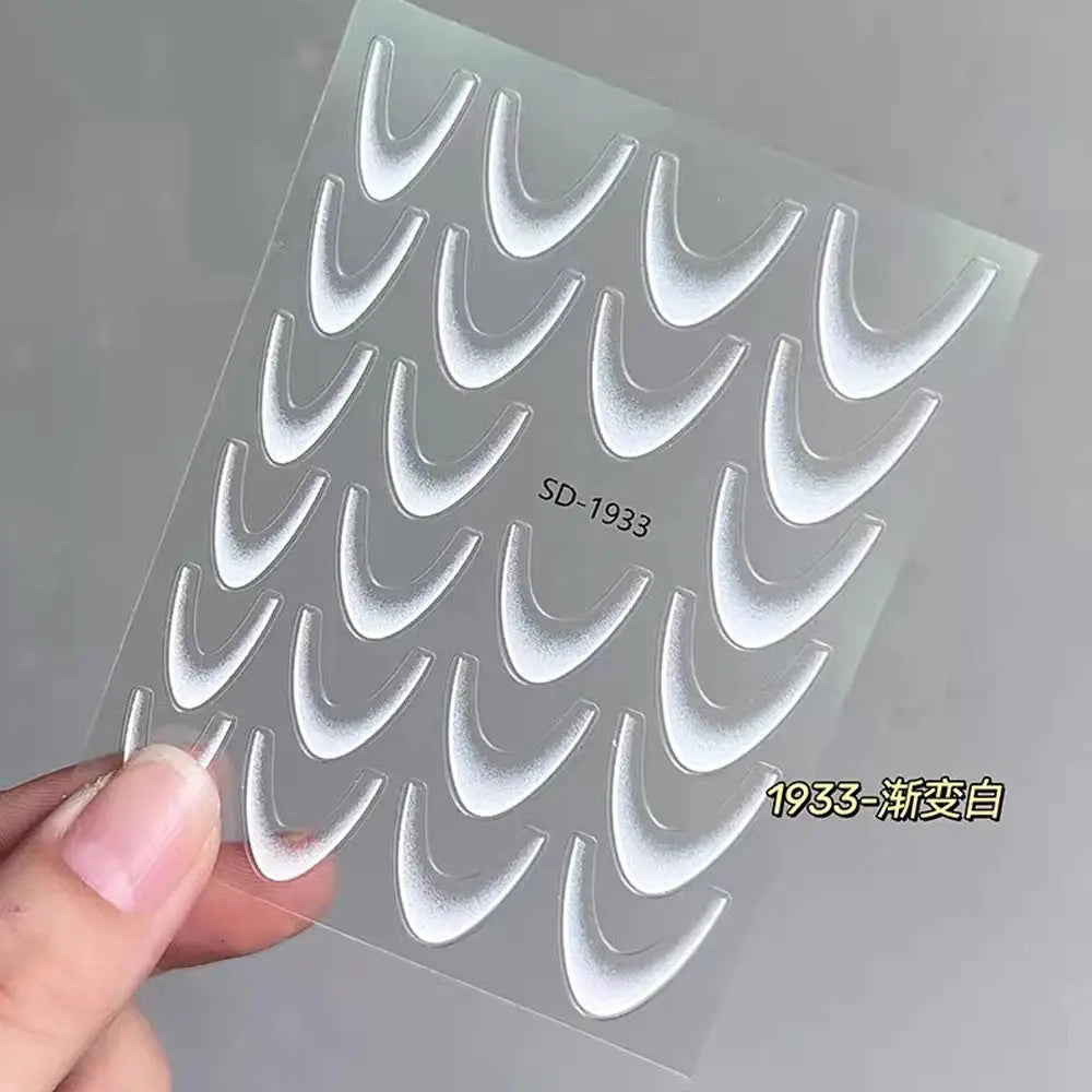 2Sheets French Gradient Line Nail Art Stickers 3D Self-Adhesive White+Black Slider Design Stencil Manicure Guides DIY Nail Decor from PriceLows™