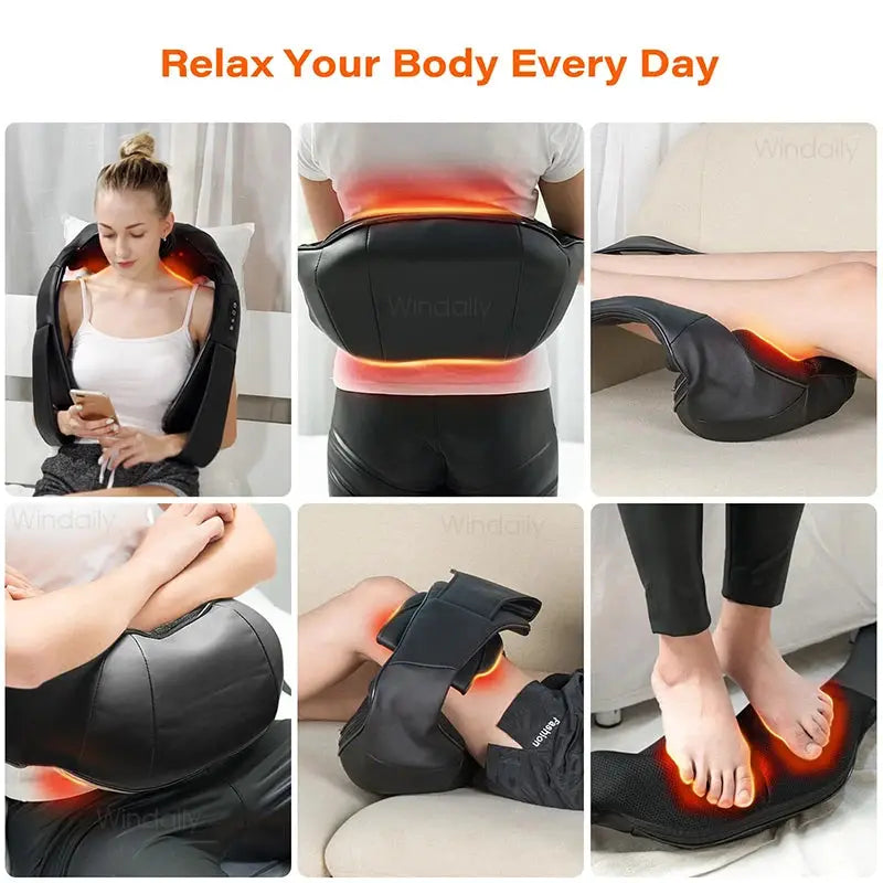 Shiatsu Neck And Shoulder Massager | With Heat | 4D Kneading | Home And Car Use