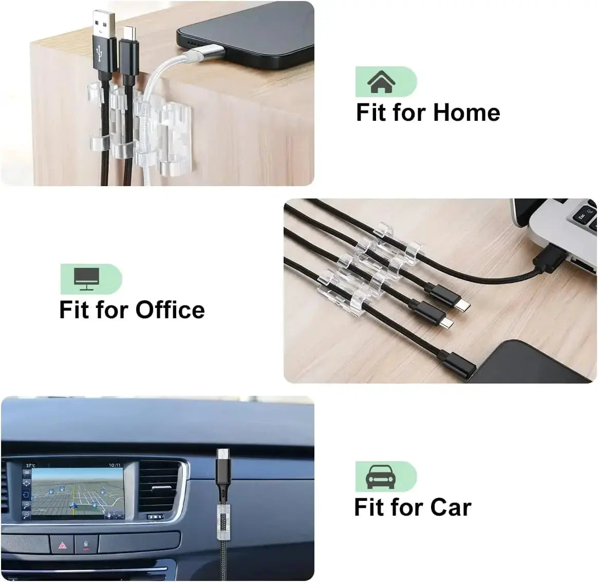 Self Adhesive Cable Clips | 20-Piece Set | PriceLows™