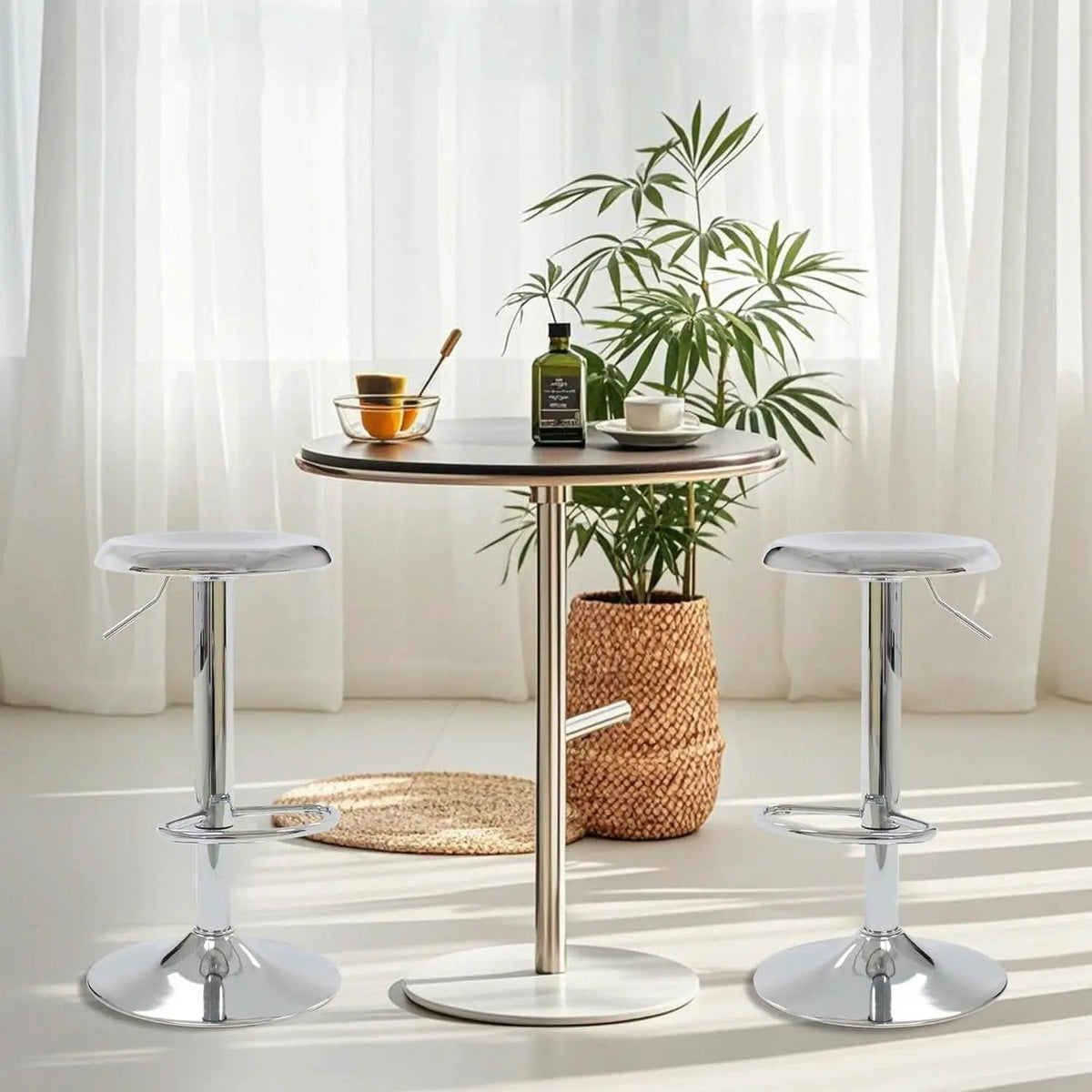 Set Of 2 Adjustable Chrome Bar Stools With 360 Degree Swivel from PriceLows™