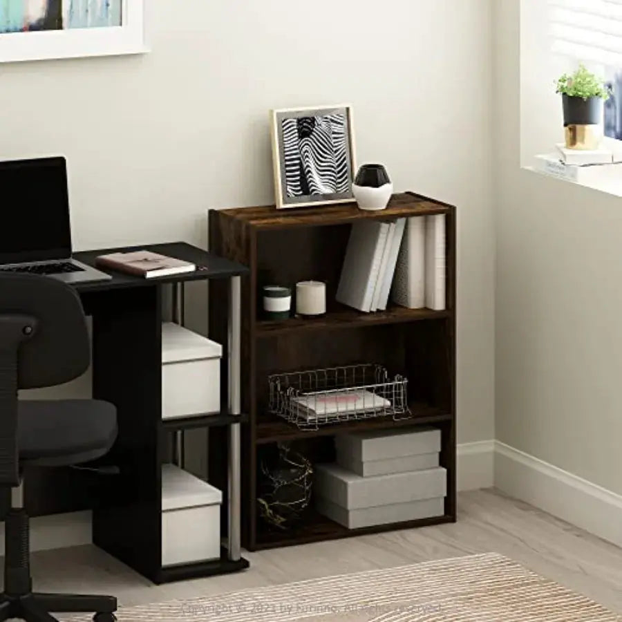 Furinno PASIR Book Shelf 3-Tier Bookshelf Storage Shelves Bookcase 9.7 x 23.7 x 31.5 for Living Room Bedroom Home Office Amber from PriceLows™