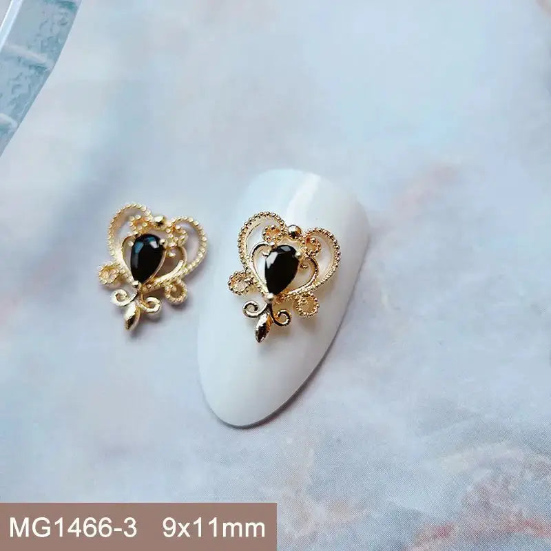 10pcs/lot Luxury Halloween Black Cross Heart Zircon Metal Nails Jewelry Decorations Nail Art Accessories Charms Parts Supplies from PriceLows™