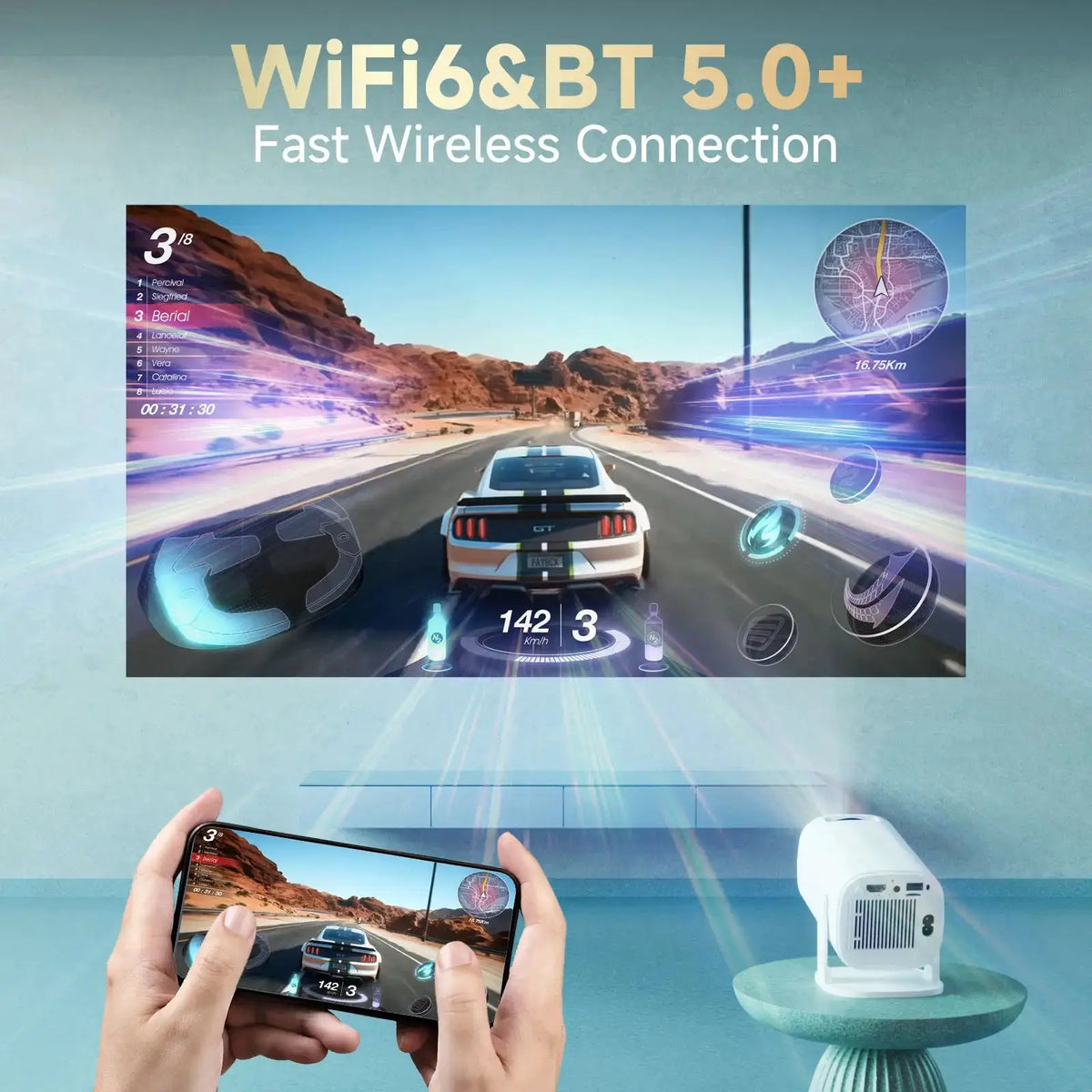 Smart Mini Projector | Android 14 | 180 Ansi Lumens | 4K Support