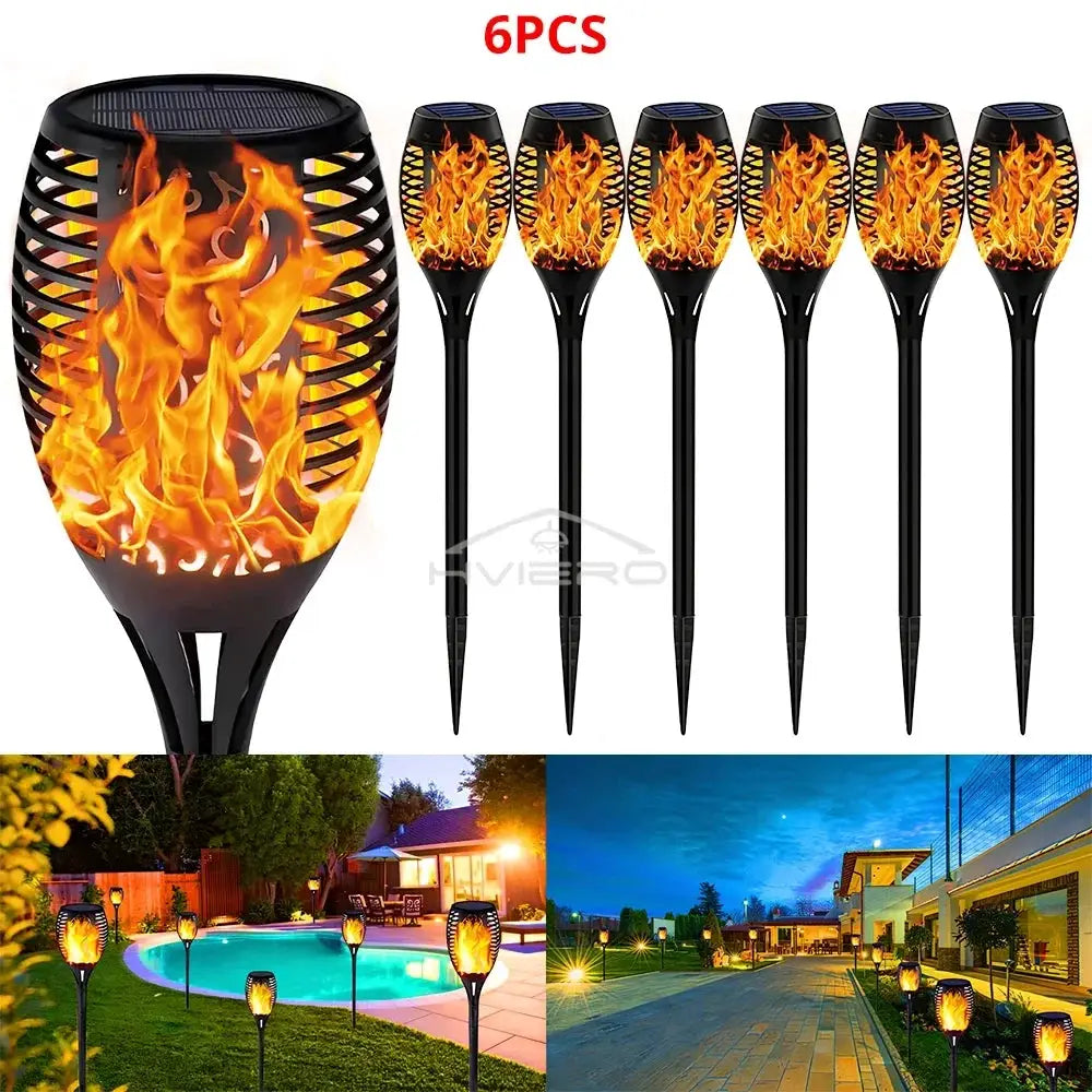 1/2/4/6/8/10PCS 12LED Solar Flame Torch Light Flickering Light Waterproof Torches Decoration Outdoor Lawn Yard Patio Floor Lamp from PriceLows™