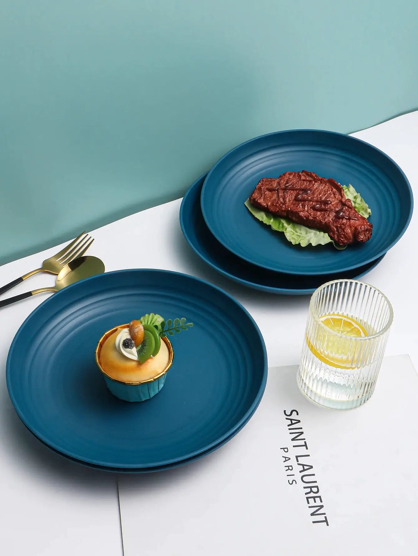Cutlery set with cups, plates, and bowls, 16/32-piece set, dishwasher safe, off-white plastic bowls and plates, home set, suitab from PriceLows™