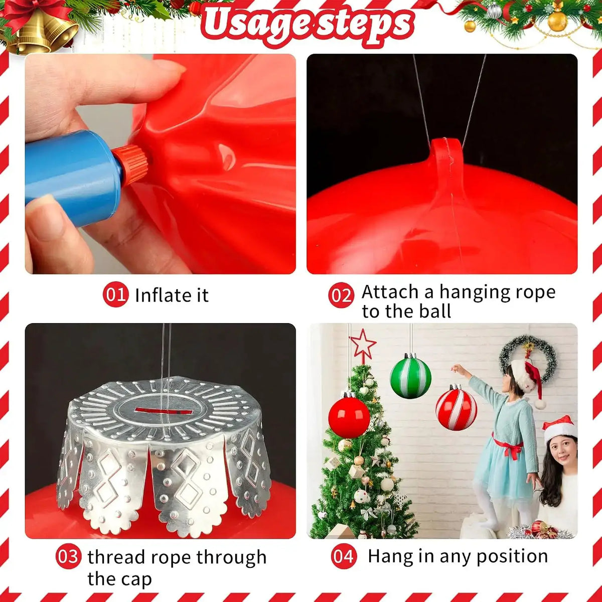 Christmas Inflatable Balls | 9 Inch | 15 Piece Set | Red Green