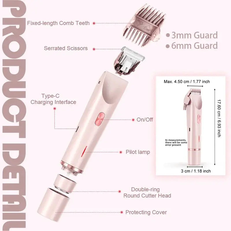 Dual Head Rechargeable Hair Clipper | Wet Dry Waterproof | Floating R Shaped Blades