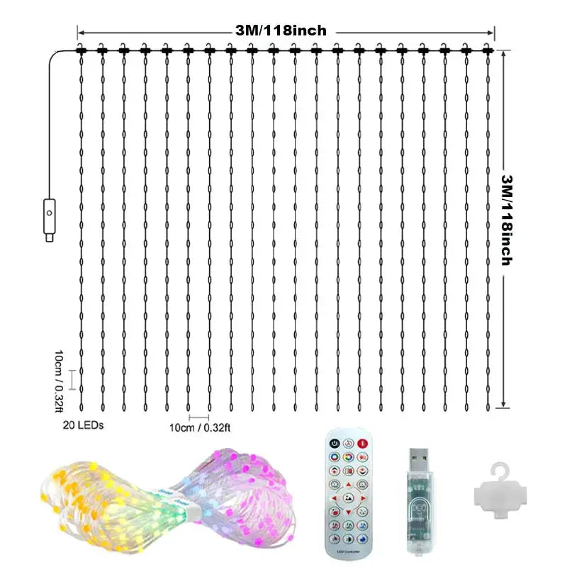 Christmas Light Smart LED Curtain Lights App Control Music Sync DIY Pattern IP67 Waterproof for Indoor Outdoor Party Decor from PriceLows™