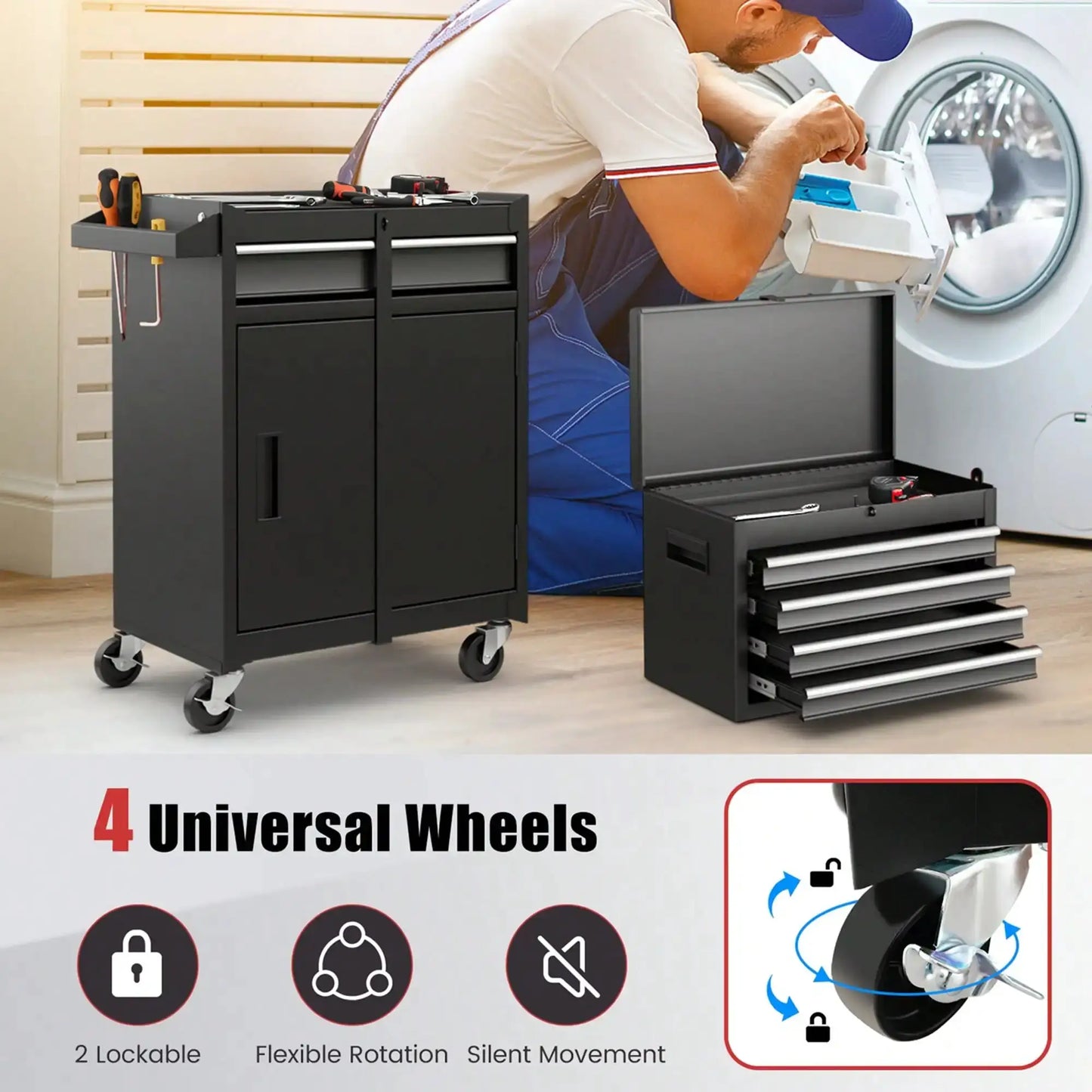 Tool Chest & Cabinet With 5 Sliding Drawers Rolling Garage Organizer from PriceLows™